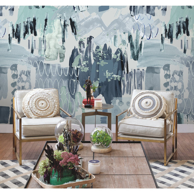 Abstraction Blue Slate Blue Peel & Stick Wall Mural