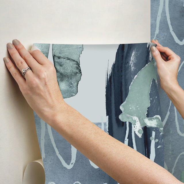 Abstraction Blue Slate Blue Peel & Stick Wall Mural