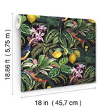 Mirage Oasis Multicolor Peel & Stick Wallpaper with Botanical Flower Pattern, Modern Style - York RMK12536RL
