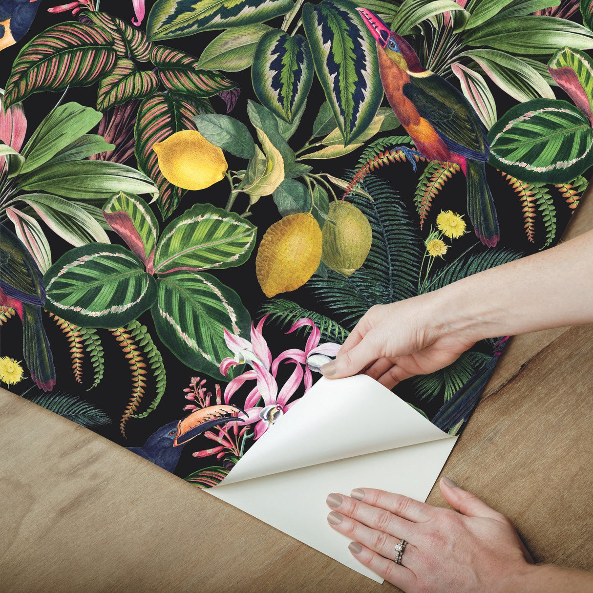 Mirage Oasis Multicolor Peel & Stick Wallpaper with Botanical Flower Pattern, Modern Style - York RMK12536RL
