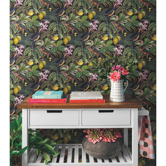 Mirage Oasis Multicolor Peel & Stick Wallpaper with Botanical Flower Pattern, Modern Style - York RMK12536RL