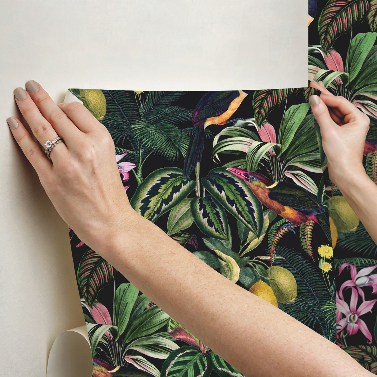 Mirage Oasis Multicolor Peel & Stick Wallpaper with Botanical Flower Pattern, Modern Style - York RMK12536RL