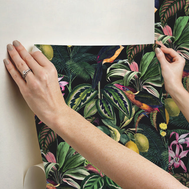 Mirage Oasis Multicolor Peel & Stick Wallpaper with Botanical Flower Pattern, Modern Style - York RMK12536RL