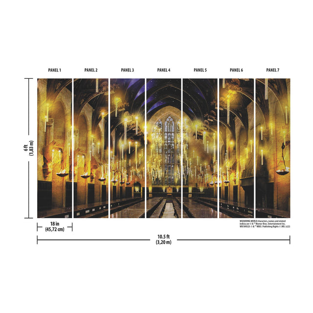 Harry Potter Great Hall Multicolor Peel & Stick Vinyl Wall Mural - York RMK12541M