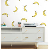 Banana Print Yellow Peel & Stick Wallpaper with Whimsical Novelty Pattern - York RMK12543RL
