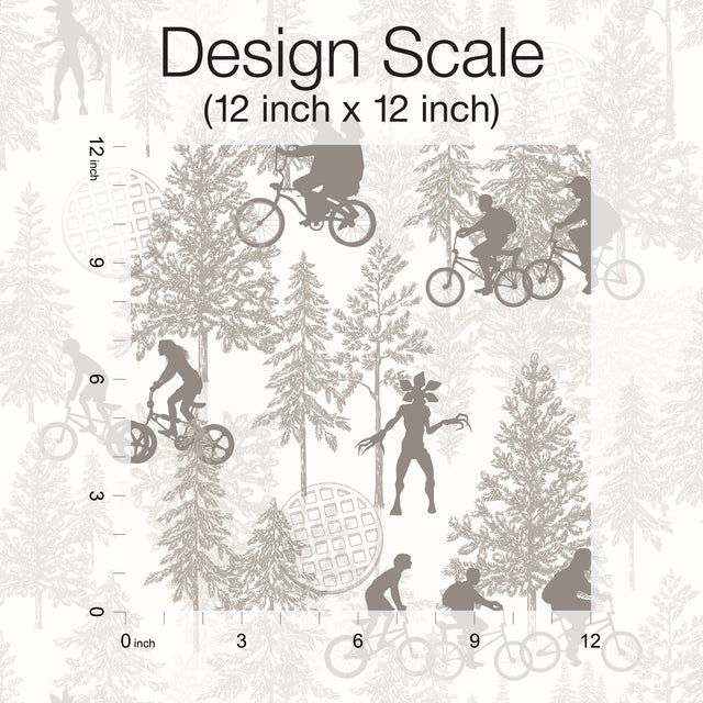Stranger Things Hawkins Woods Off-White Peel & Stick Wallpaper with Novelty Whimsical Forest Motif - York RMK12544RL
