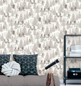 Stranger Things Hawkins Woods Off-White Peel & Stick Wallpaper with Novelty Whimsical Forest Motif - York RMK12544RL