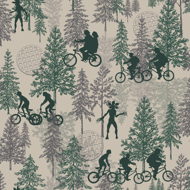 Netflix Stranger Things Hawkins Woods Green Peel & Stick Wallpaper