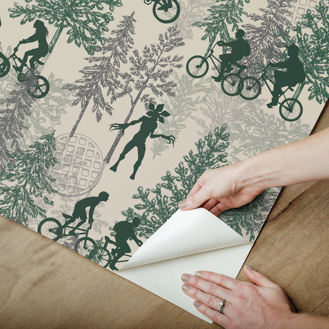 Netflix Stranger Things Hawkins Woods Green Peel & Stick Wallpaper