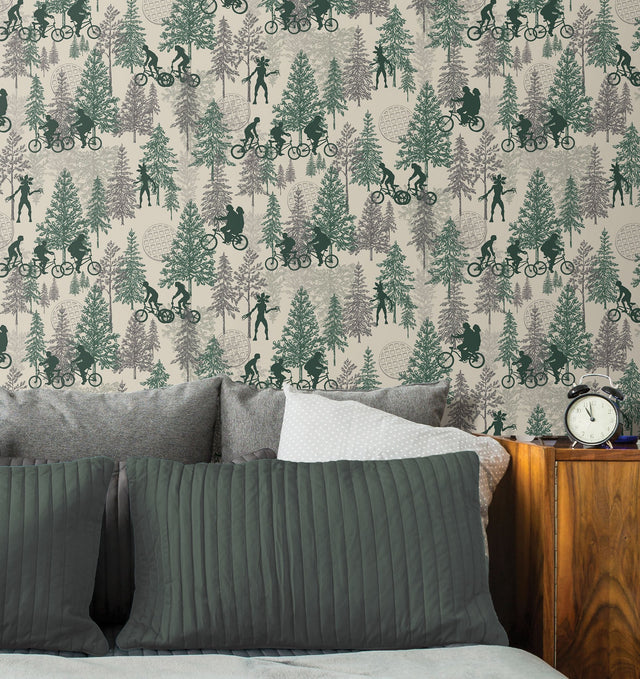 Netflix Stranger Things Hawkins Woods Green Peel & Stick Wallpaper