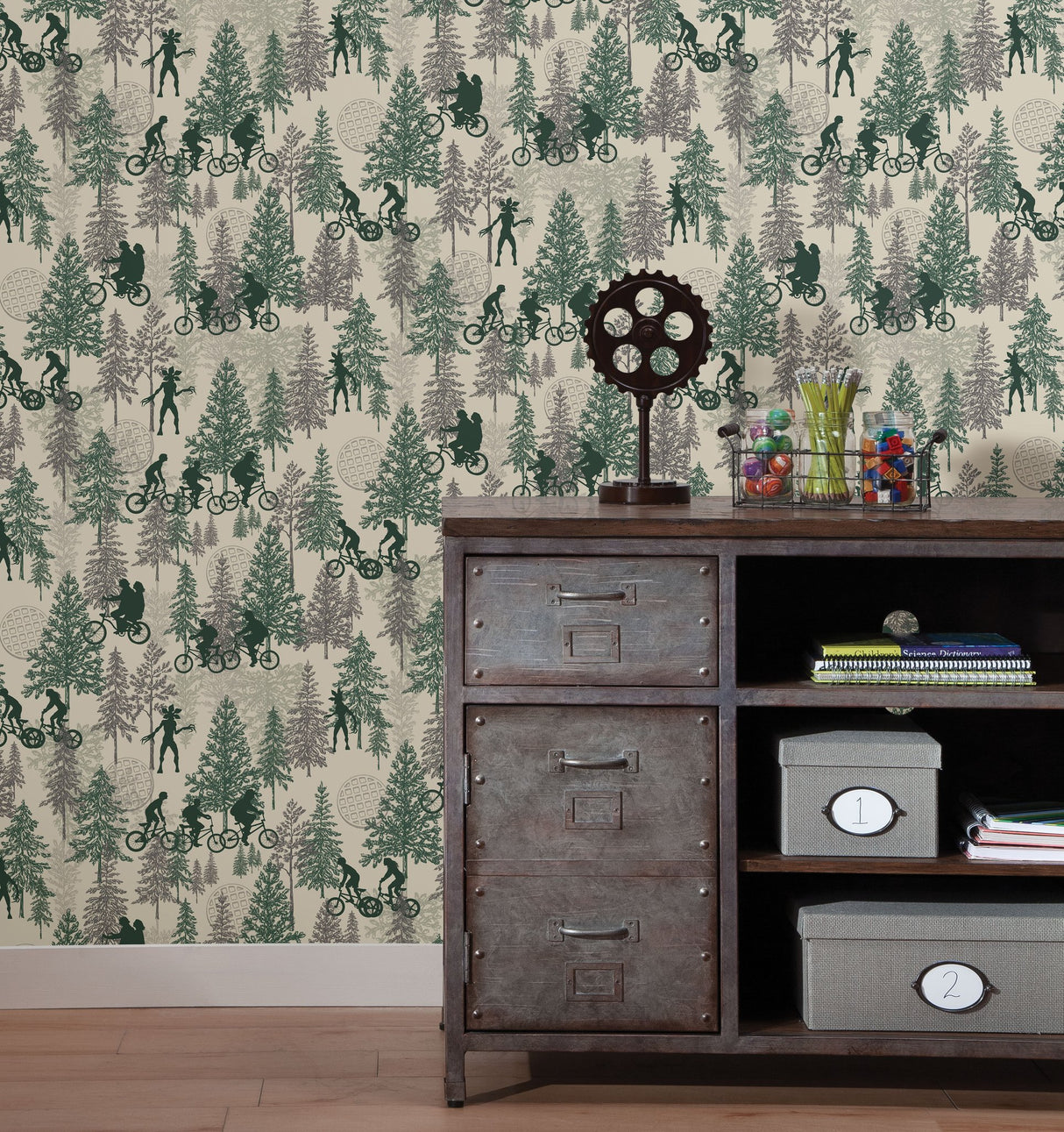 Netflix Stranger Things Hawkins Woods Green Peel & Stick Wallpaper
