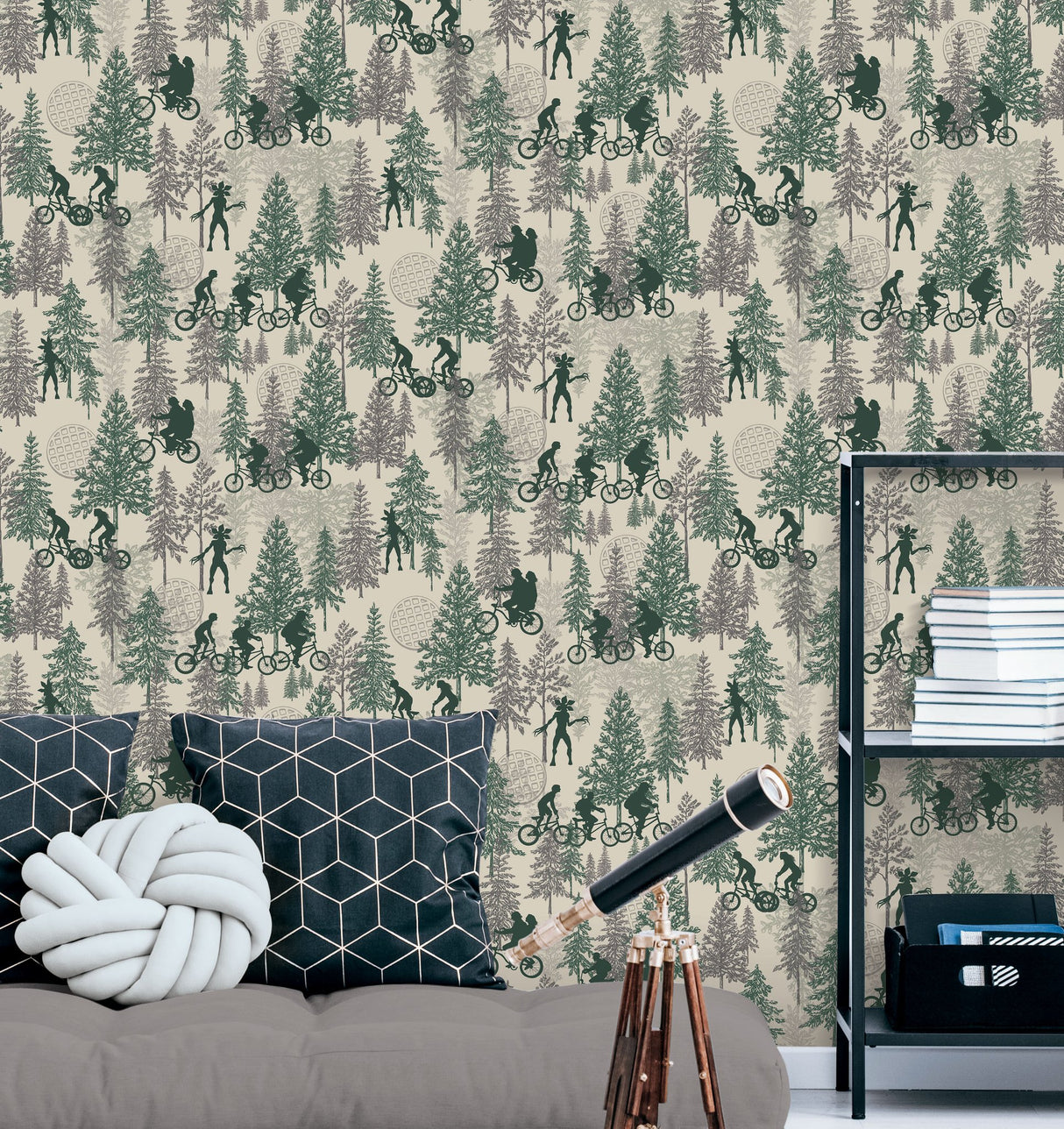 Netflix Stranger Things Hawkins Woods Green Peel & Stick Wallpaper