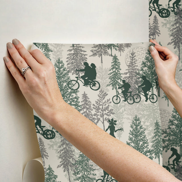 Netflix Stranger Things Hawkins Woods Green Peel & Stick Wallpaper