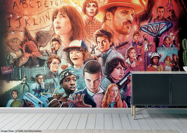 Netflix Stranger Things Red Peel & Stick Vinyl Wall Mural with Novelty Licensed Whimsical Design - York RMK12550M