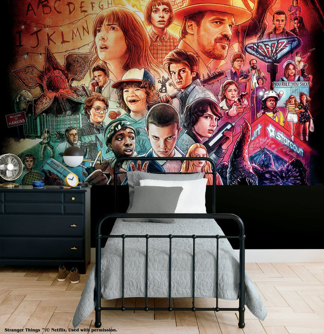 Netflix Stranger Things Red Peel & Stick Vinyl Wall Mural with Novelty Licensed Whimsical Design - York RMK12550M
