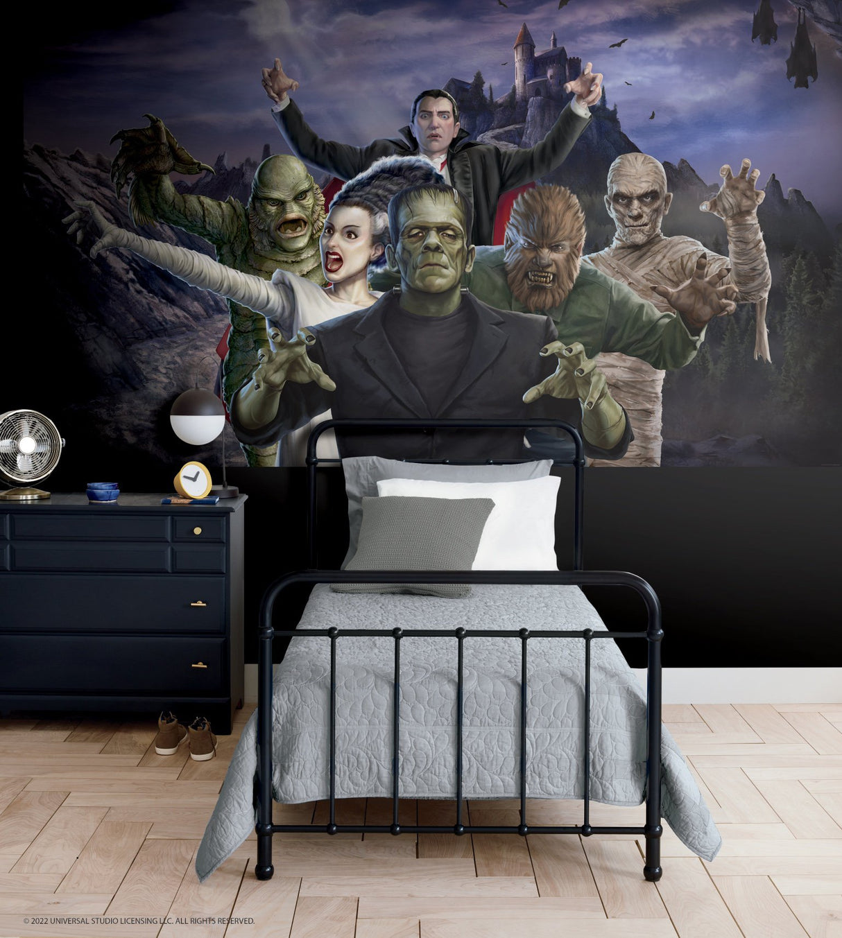 Universal Studios Iconic Monsters Blue Peel & Stick Wall Mural with Whimsical Licensed Novelty Pattern - York RMK12552M