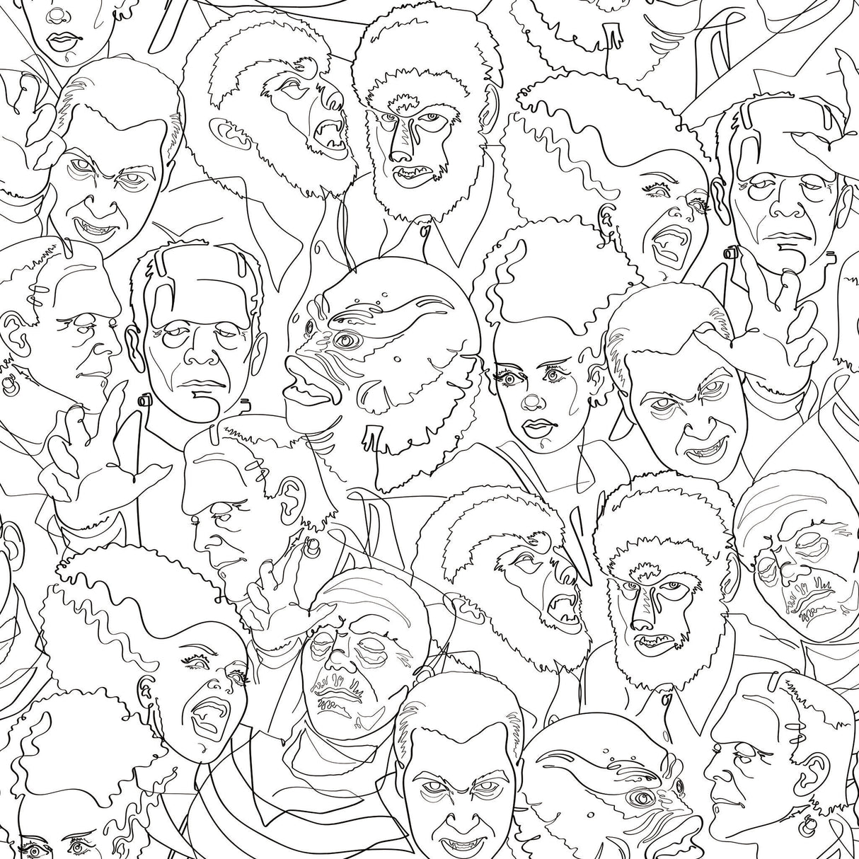 Universal Classic Monsters Black Peel & Stick Wallpaper with Whimsical Novelty Pattern - York RMK12553RL