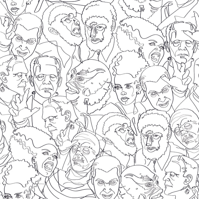 Universal Classic Monsters Black Peel & Stick Wallpaper with Whimsical Novelty Pattern - York RMK12553RL