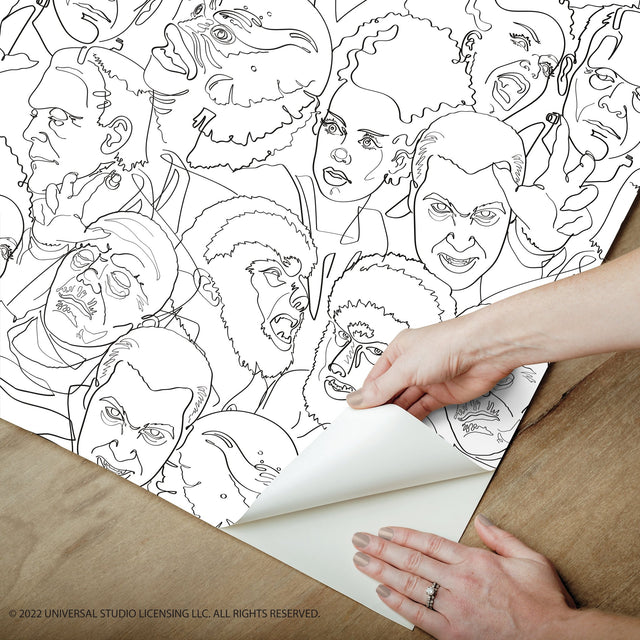 Universal Classic Monsters Black Peel & Stick Wallpaper with Whimsical Novelty Pattern - York RMK12553RL