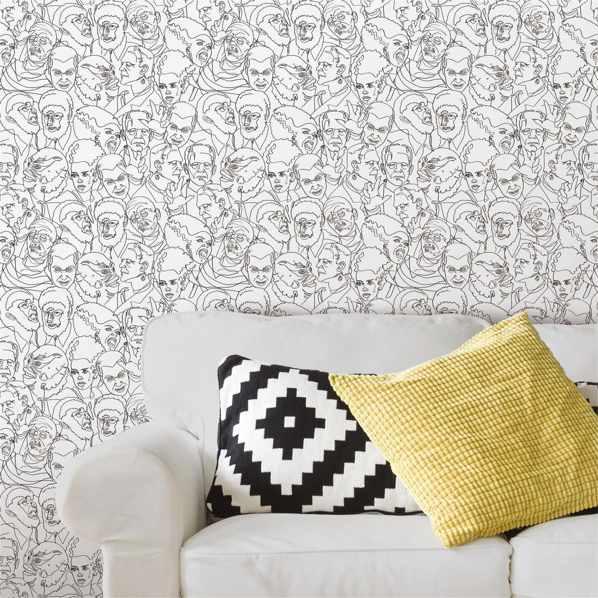 Universal Classic Monsters Black Peel & Stick Wallpaper with Whimsical Novelty Pattern - York RMK12553RL