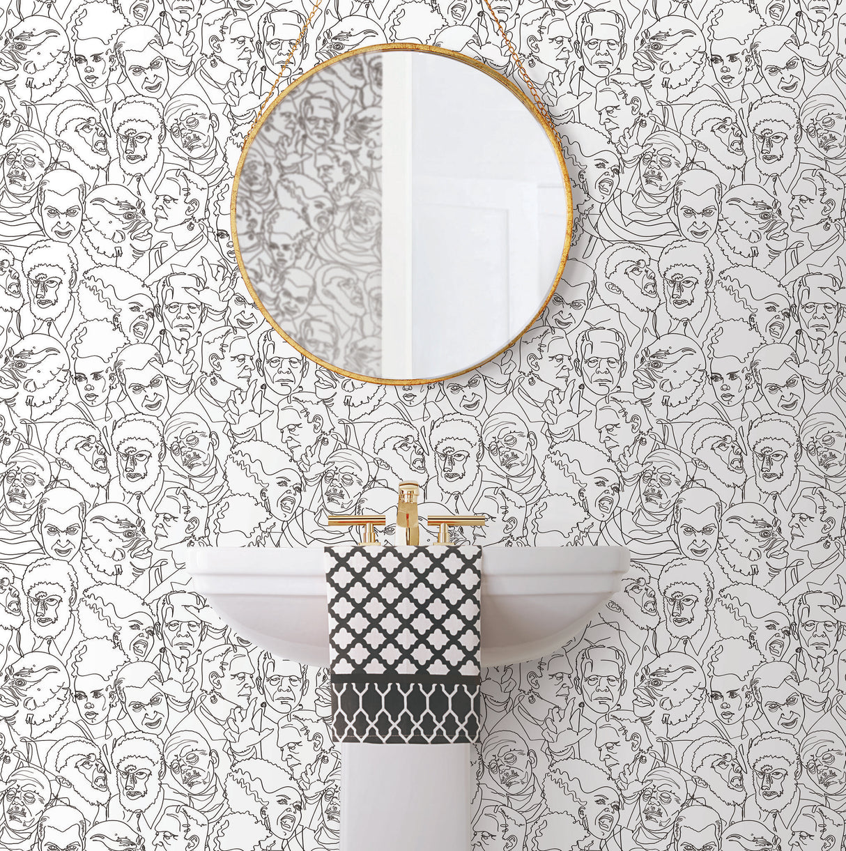 Universal Classic Monsters Black Peel & Stick Wallpaper with Whimsical Novelty Pattern - York RMK12553RL