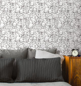 Universal Classic Monsters Black Peel & Stick Wallpaper with Whimsical Novelty Pattern - York RMK12553RL