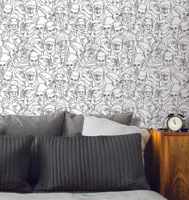 Universal Classic Monsters Black Peel & Stick Wallpaper with Whimsical Novelty Pattern - York RMK12553RL