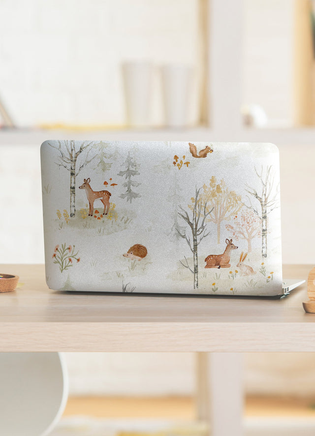 Clara Jean Woodland Scene Neutral Peel & Stick Vinyl Wallpaper with Whimsical Forest Animals - York RMK12556PLW
