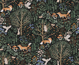 Clara Jean Folklore Forest Black Peel & Stick Wallpaper with Scandinavian Woodland Animal Motif - York RMK12558PLW