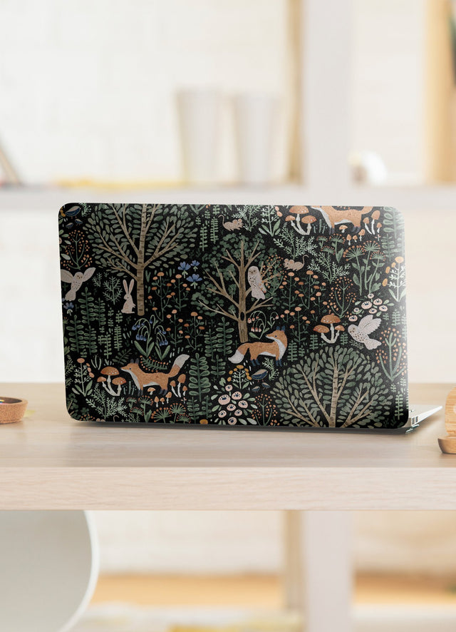Clara Jean Folklore Forest Black Peel & Stick Wallpaper with Scandinavian Woodland Animal Motif - York RMK12558PLW