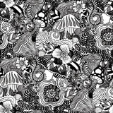 Mushroom Magic Black Peel & Stick Wallpaper with Modern Botanical Novelty Pattern - York RMK12566RL