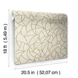 Modern Crescent Moon Neutral & Gold Peel & Stick Wallpaper with Geometric Abstract Pattern - York RMK12567PL