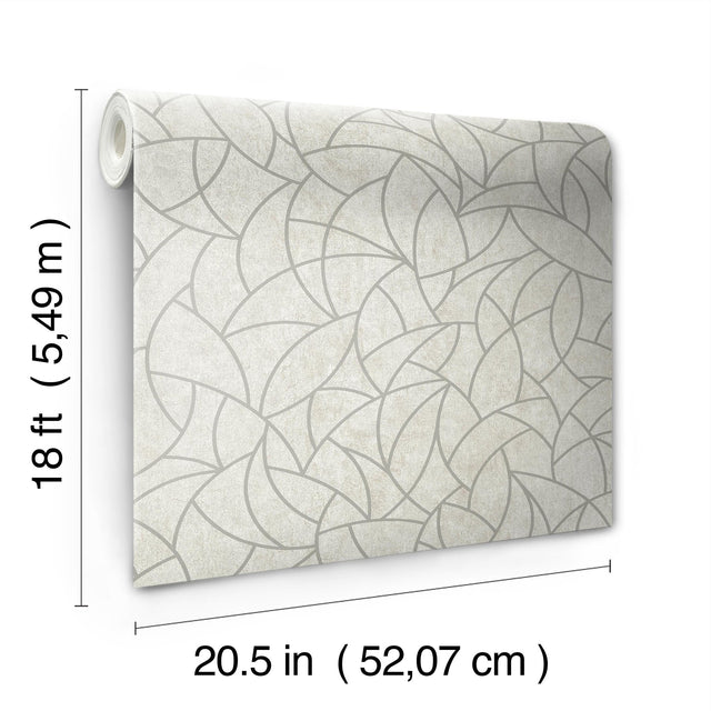 Modern Crescent Moon Taupe & Silver Geometric Peel & Stick Wallpaper - York RMK12568PL
