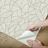 Modern Crescent Moon Taupe & Silver Geometric Peel & Stick Wallpaper - York RMK12568PL