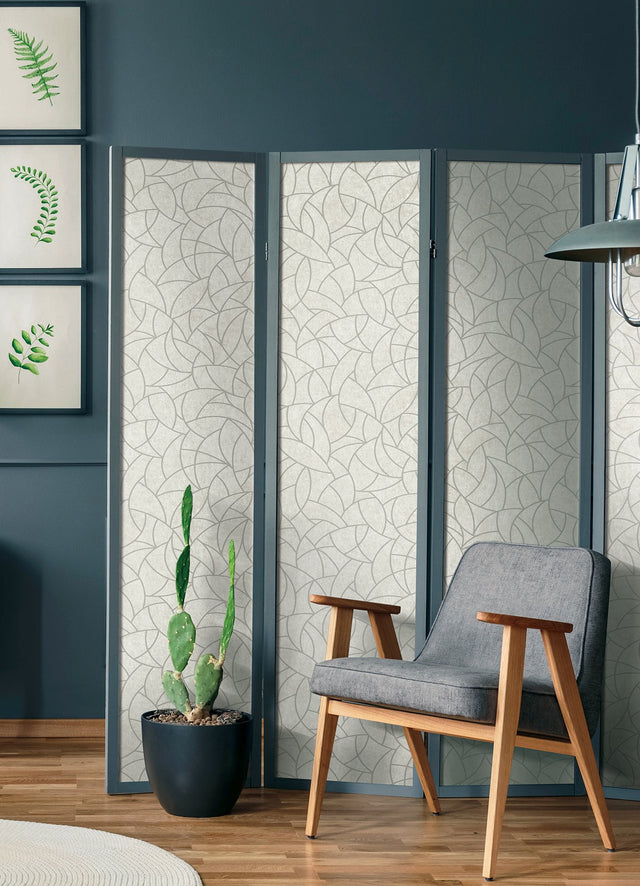 Modern Crescent Moon Taupe & Silver Geometric Peel & Stick Wallpaper - York RMK12568PL
