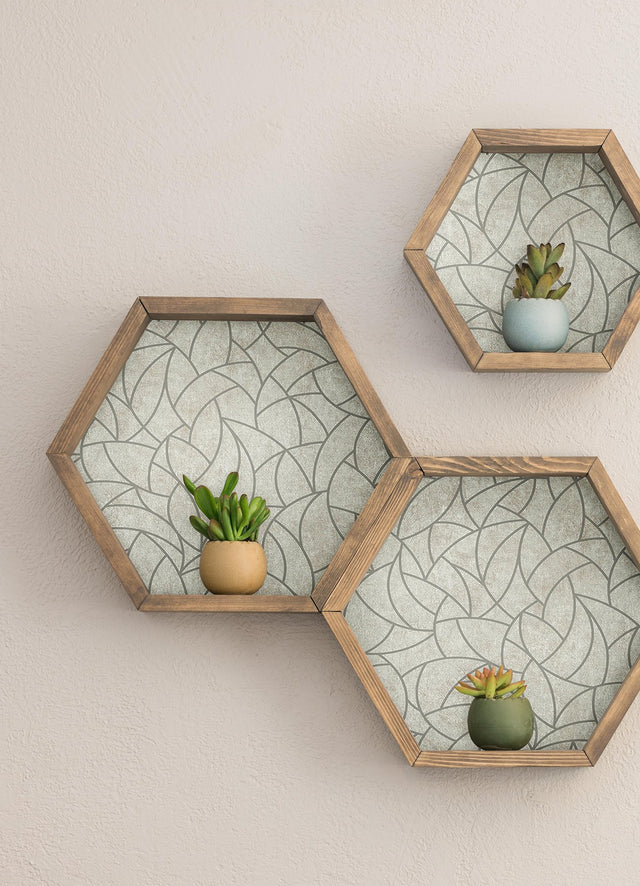 Modern Crescent Moon Taupe & Silver Geometric Peel & Stick Wallpaper - York RMK12568PL