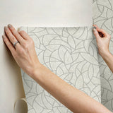 Modern Crescent Moon Taupe & Silver Geometric Peel & Stick Wallpaper - York RMK12568PL