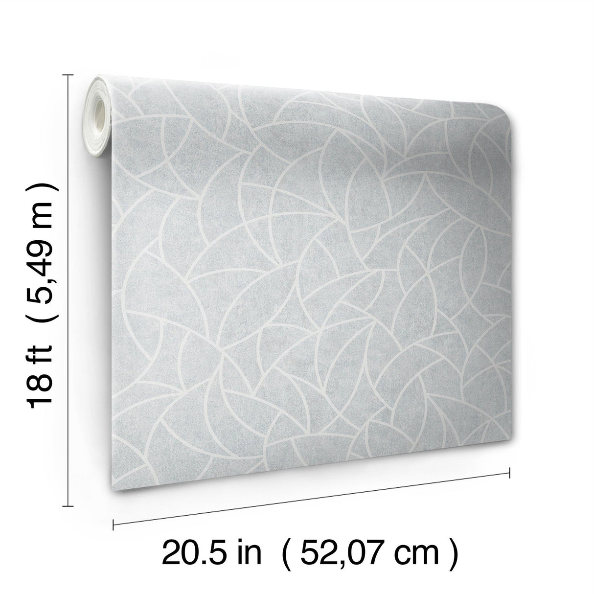 Modern Crescent Moon Frosty Blue Peel & Stick Wallpaper with Geometric Abstract Pattern - York RMK12569PL