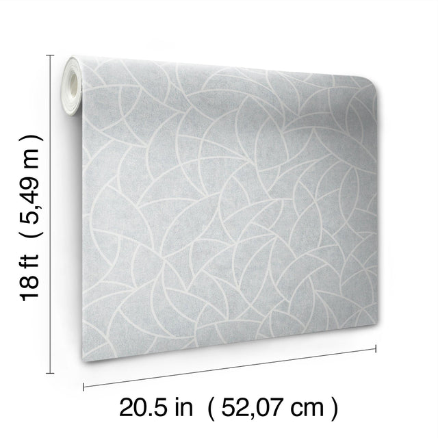 Modern Crescent Moon Frosty Blue Peel & Stick Wallpaper with Geometric Abstract Pattern - York RMK12569PL