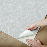 Modern Crescent Moon Frosty Blue Peel & Stick Wallpaper with Geometric Abstract Pattern - York RMK12569PL