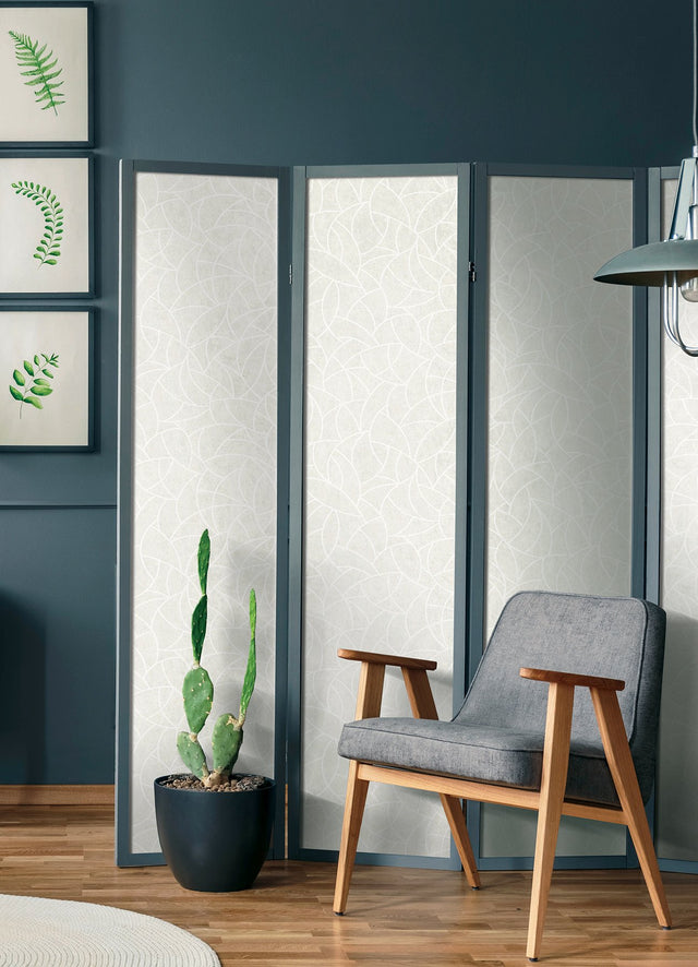 Modern Crescent Moon Cream Peel & Stick Wallpaper with Geometric Abstract Motif - York RMK12570PL