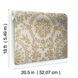 Boho Baroque Damask Taupe Peel & Stick Wallpaper with Bohemian Abstract Damask Pattern - York RMK12572PL