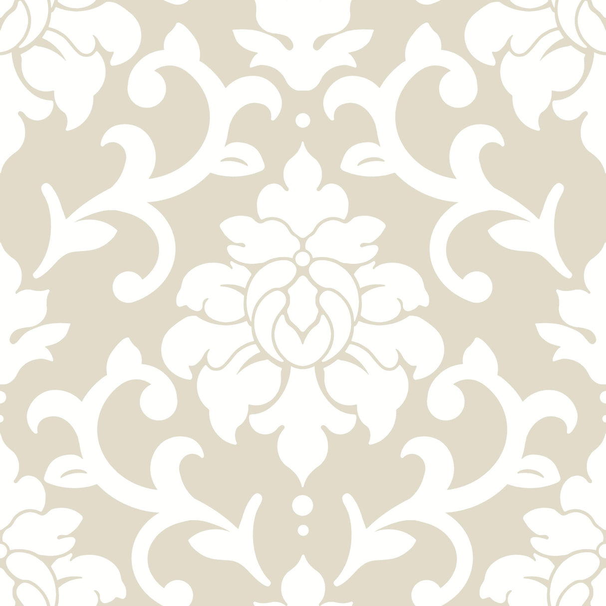 Damask Taupe Peel & Stick Wallpaper with Traditional Abstract Damask Pattern - York RMK12574WP