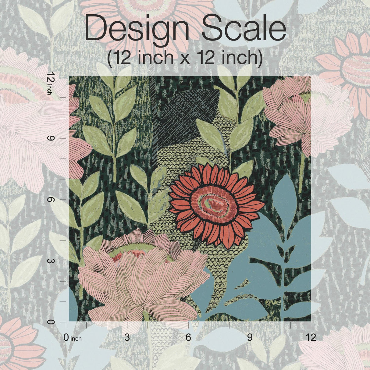 Botanical Garden Green Peel & Stick Wallpaper with Modern Botanical Flowers Pattern - York RMK12575RL