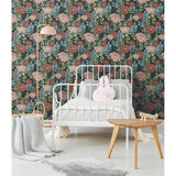 Botanical Garden Green Peel & Stick Wallpaper with Modern Botanical Flowers Pattern - York RMK12575RL