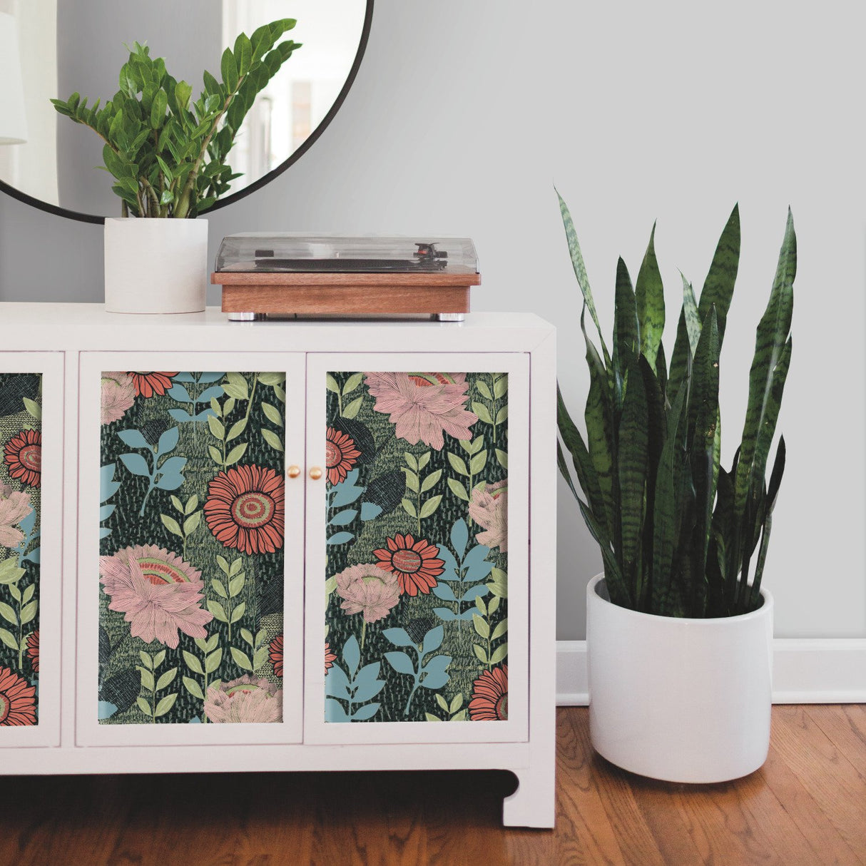 Botanical Garden Green Peel & Stick Wallpaper with Modern Botanical Flowers Pattern - York RMK12575RL