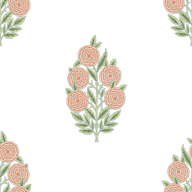 Dutch Floral Coral Peel & Stick Wallpaper with Botanical Flower Motif - York RMK12576RL