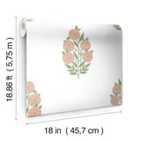 Dutch Floral Coral Peel & Stick Wallpaper with Botanical Flower Motif - York RMK12576RL