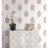 Dutch Floral Coral Peel & Stick Wallpaper with Botanical Flower Motif - York RMK12576RL