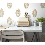 Dutch Floral Coral Peel & Stick Wallpaper with Botanical Flower Motif - York RMK12576RL